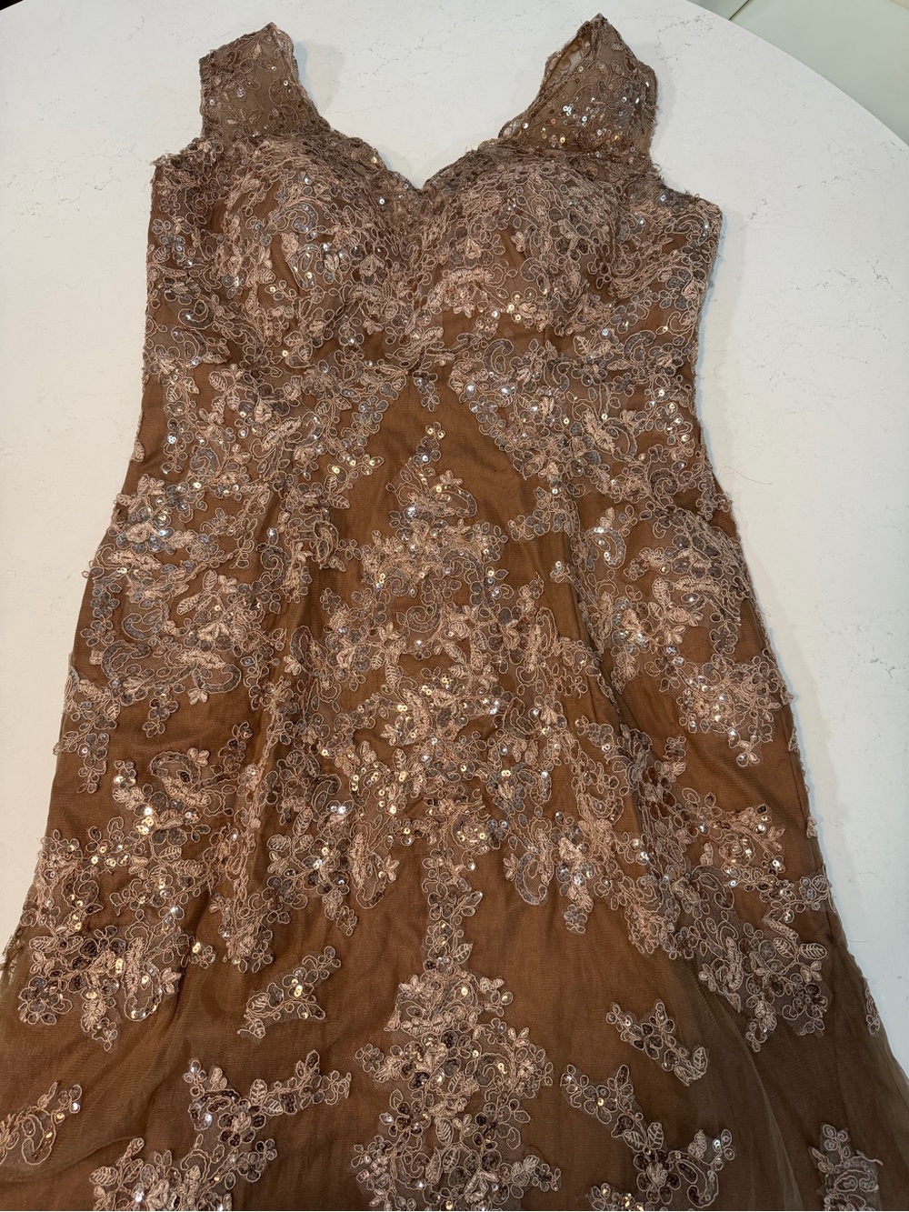 Elegant V-Neck Embellished A-Line Dress in Dusty Rose - Picture 6 of 6